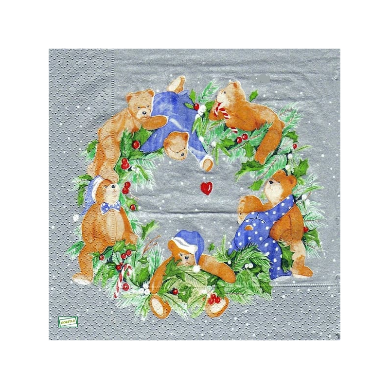 1serviette Ourson de Noêl-12