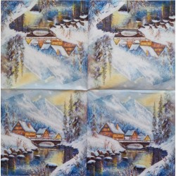 1serviette Paysage Enneigé-86