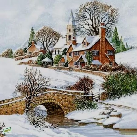 1serviette Paysage Enneigé-87