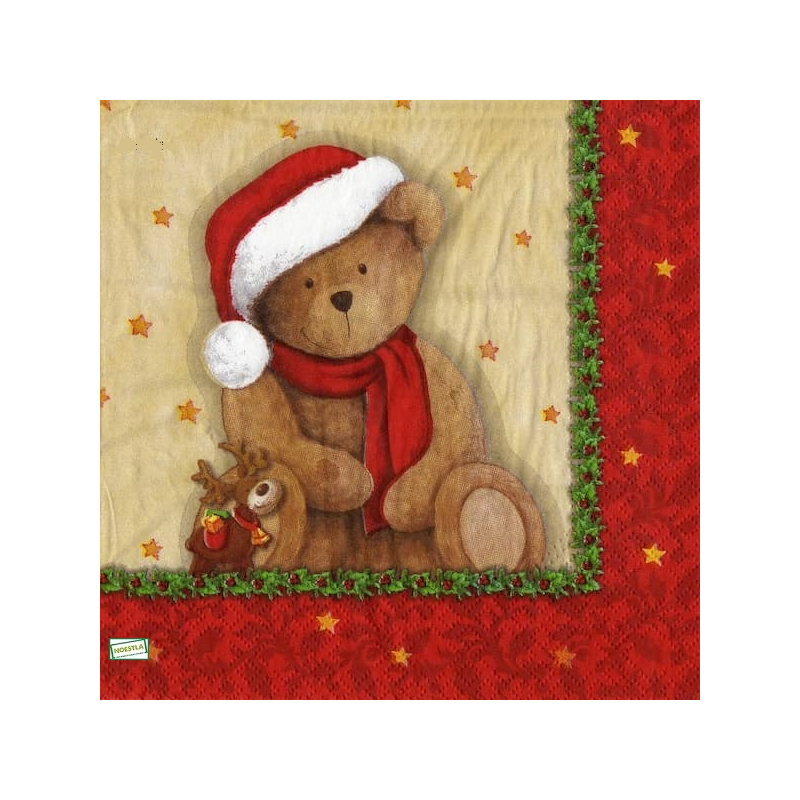 1serviette Ourson de Noêl-18