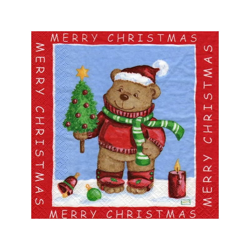 1serviette Ourson de Noêl-25