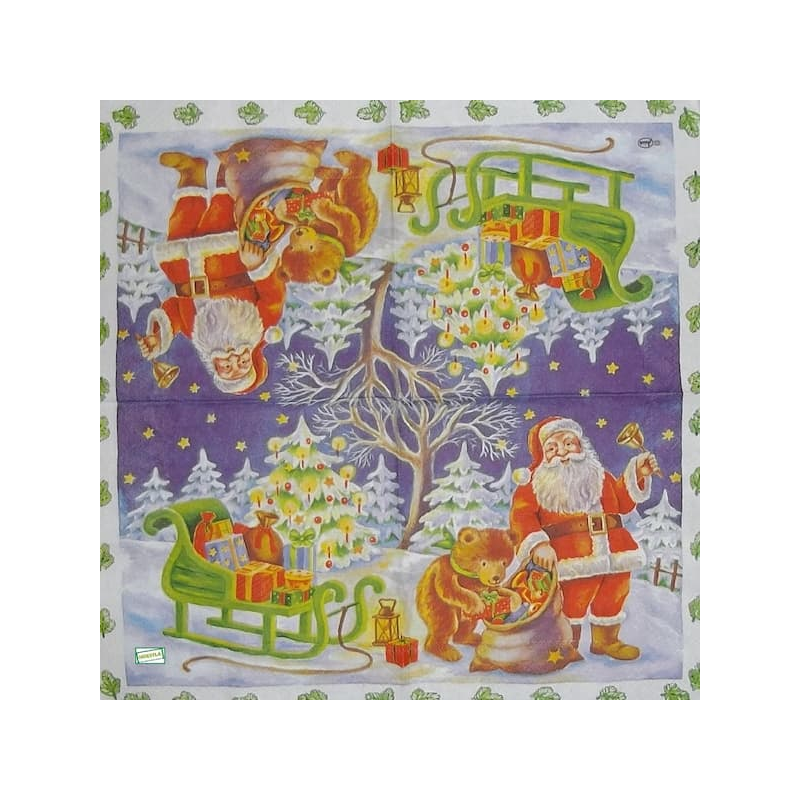 1serviette Ourson de Noêl-32