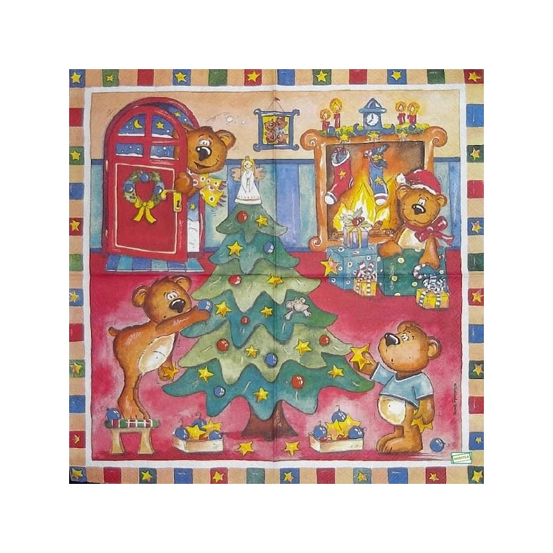 1serviette Ourson de Noêl-34