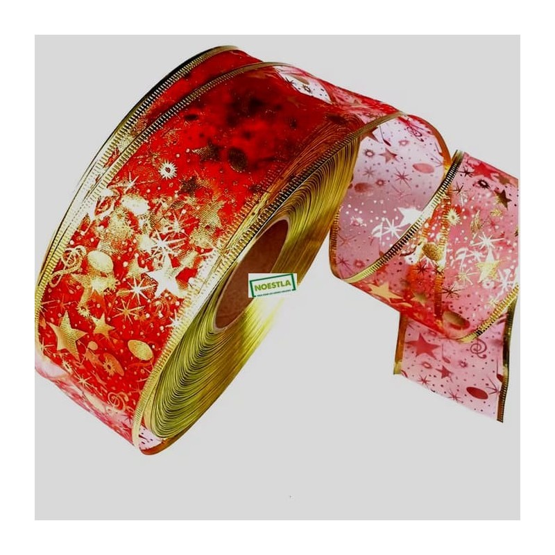 2 mètres de rubans laitonné Rouge