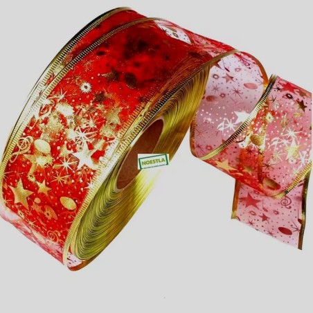 2 mètres de rubans laitonné Rouge