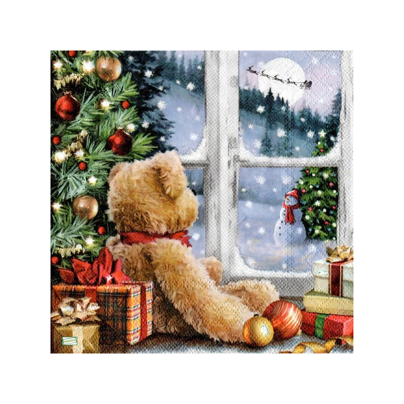 1serviette Ourson de Noêl-35