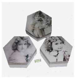 Coffrets hexagonale bois Fillette serviettage