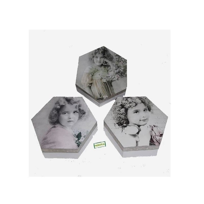 Coffrets hexagonale bois Fillette serviettage