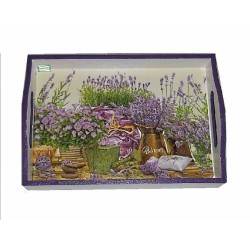 Plateau bois Lavande serviettage