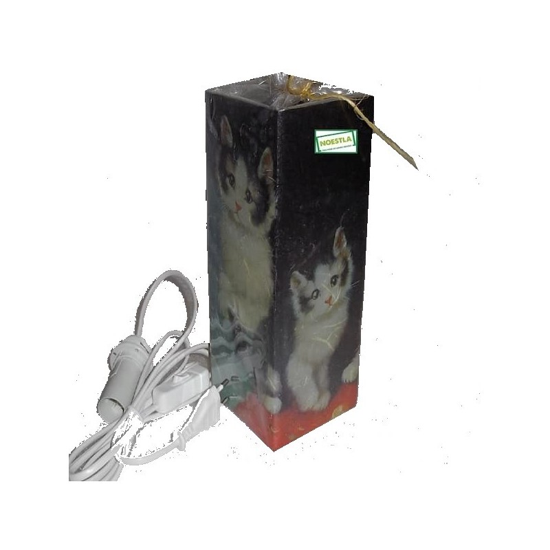 Lampe verre Chats serviettage