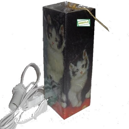 Lampe verre Chats serviettage