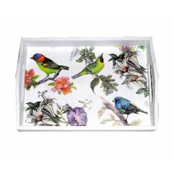 Plateau bois Oiseaux serviettage