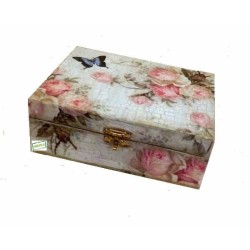 Boite bois Les Roses serviettage