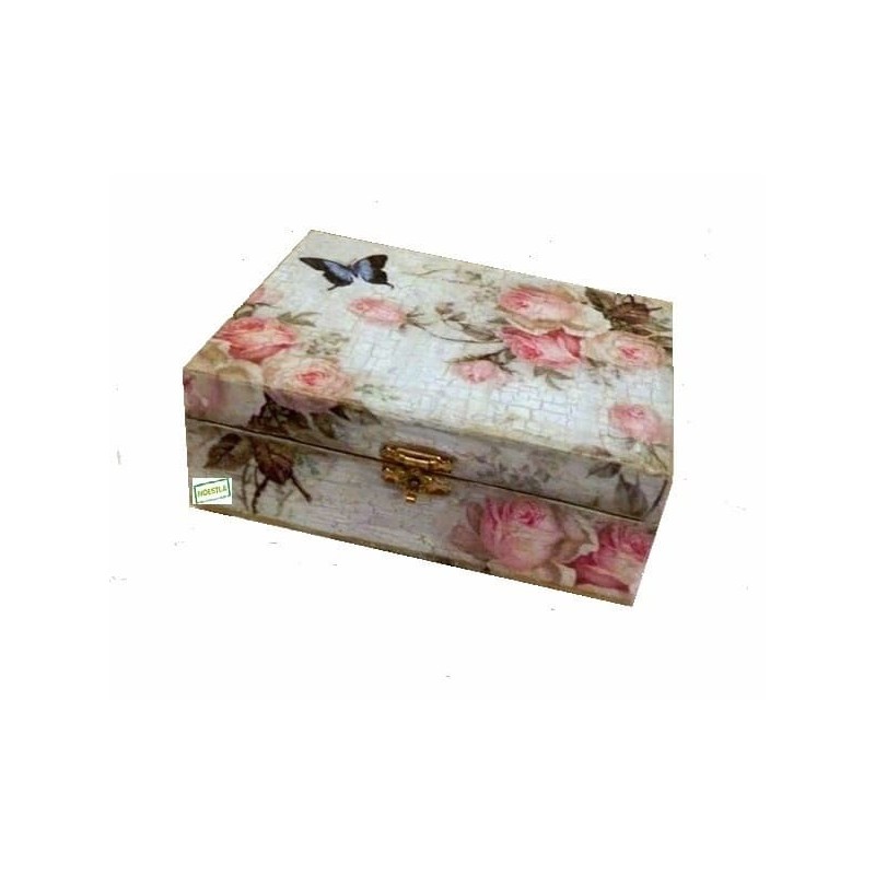 Boite bois Les Roses serviettage