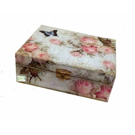 Boite bois Les Roses serviettage