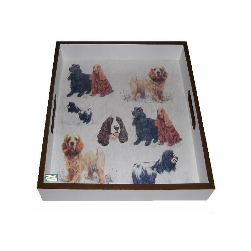 GRAND plateau bois Chiens serviettage