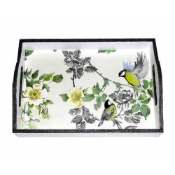Plateau bois Oiseaux serviettage