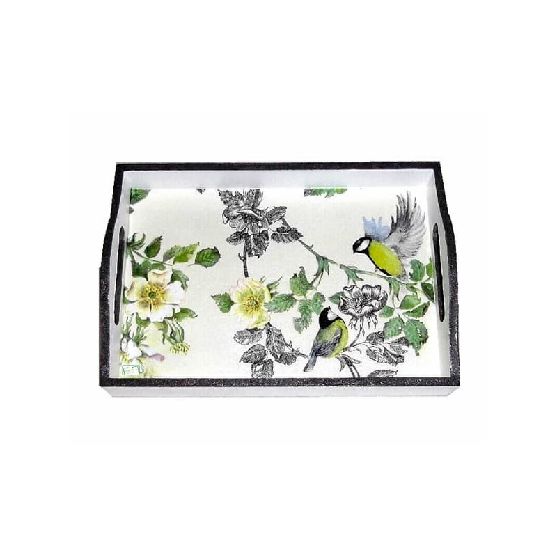 Plateau bois Oiseaux serviettage