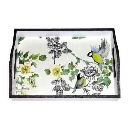 Plateau bois Oiseaux serviettage