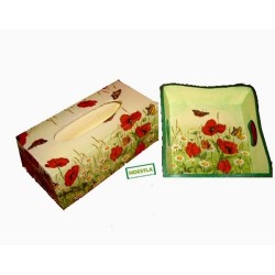 Ensemble bois Coquelicots serviettage