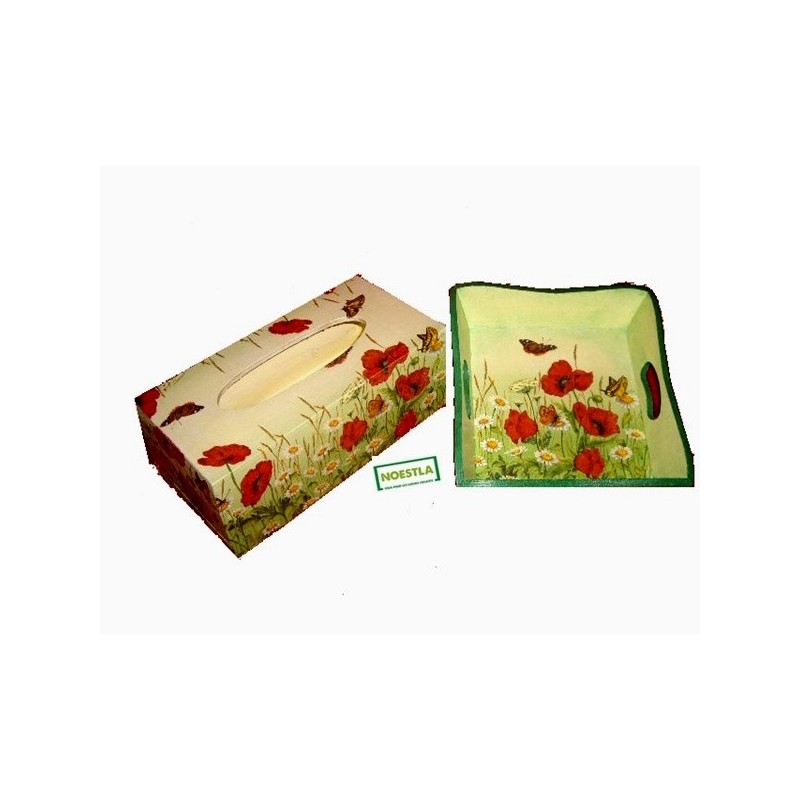 Ensemble bois Coquelicots serviettage