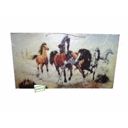 Horloge ardoise Chevaux serviettage