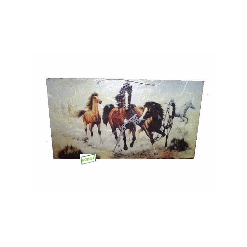 Horloge ardoise Chevaux serviettage
