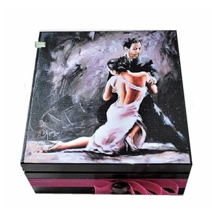 Boite bois Personnages serviettage