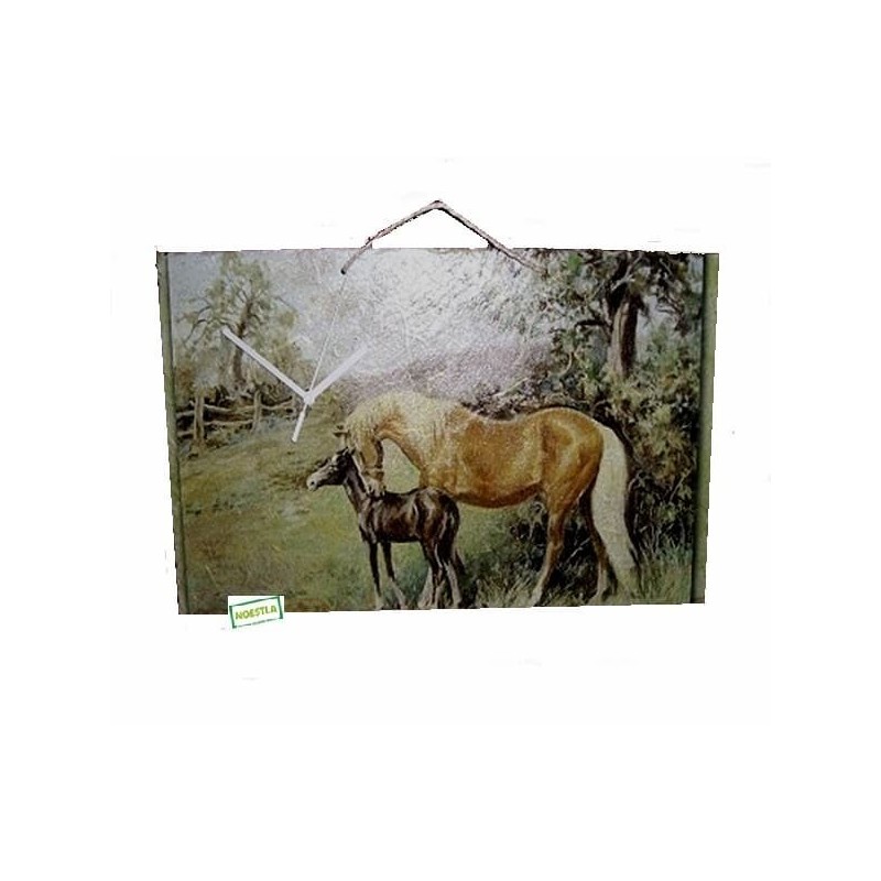 Horloge Ardoise Chevaux serviettage