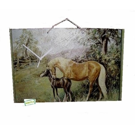 Horloge Ardoise Chevaux serviettage