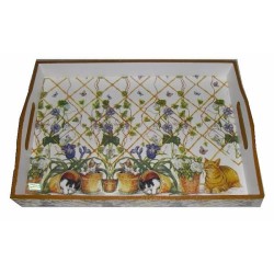 GRAND plateau Chats serviettage