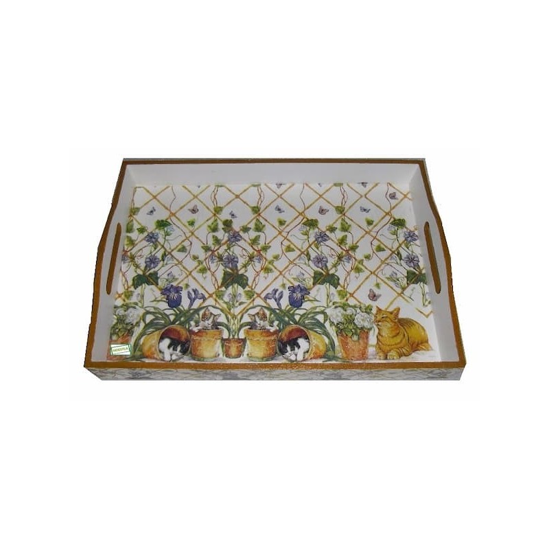 GRAND plateau Chats serviettage