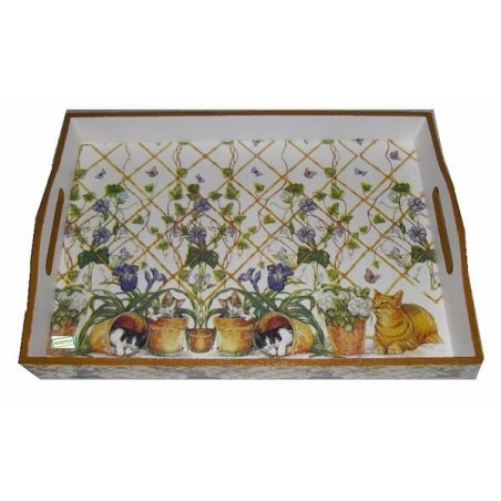 GRAND plateau Chats serviettage