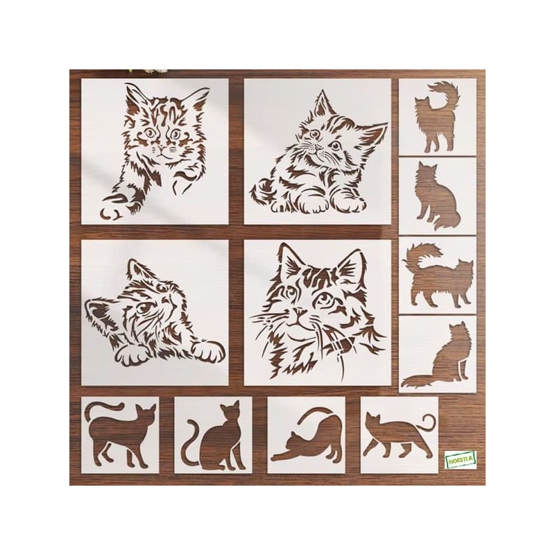 12 Pochoirs Chats Loisirs créatifs-1