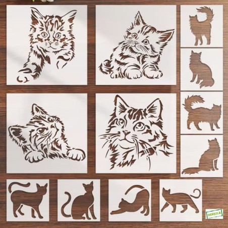 12 Pochoirs Chats Loisirs créatifs-1