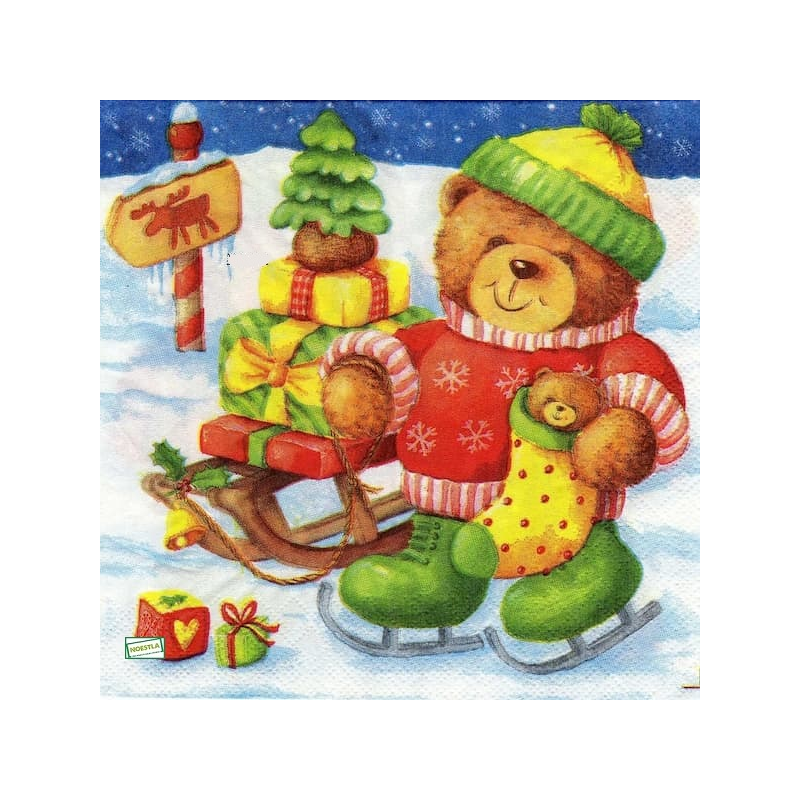1serviette Ourson de Noêl-40