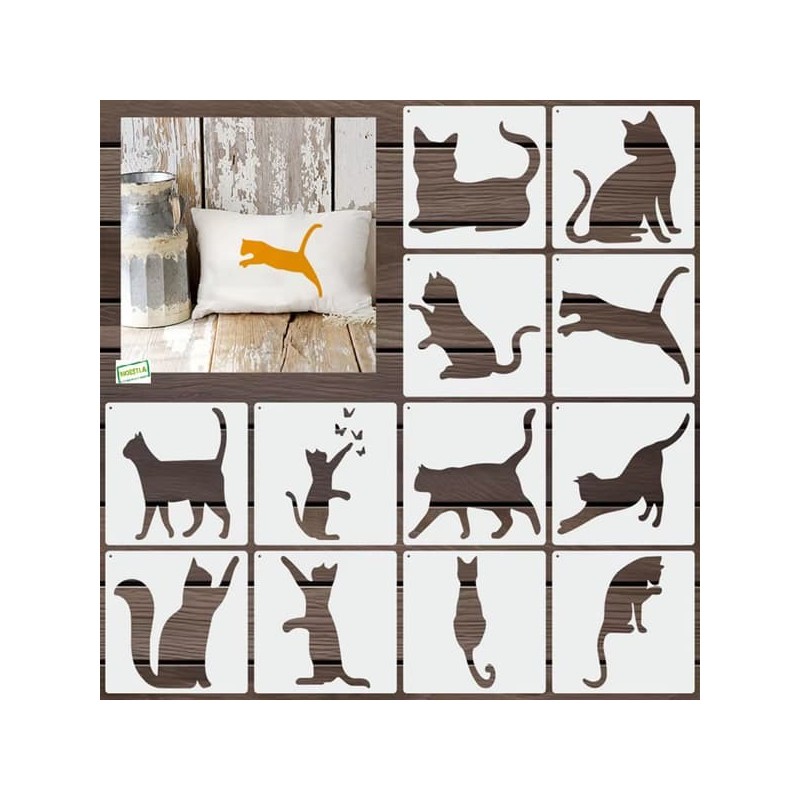 12 Pochoirs Chats Loisirs créatifs-2