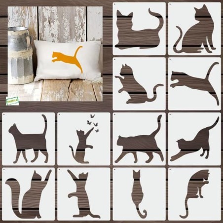 12 Pochoirs Chats Loisirs créatifs-2