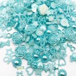 500Pièces Papier+Perles Bleu-5