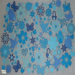 500Pièces Papier+Perles Bleu-5