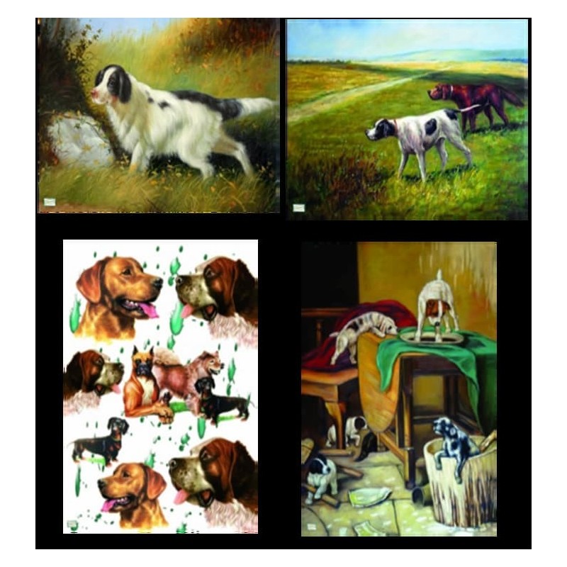 4GRANDS papiers riz Chiens -X1