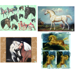 4GRANDS papiers riz Chevaux -X1