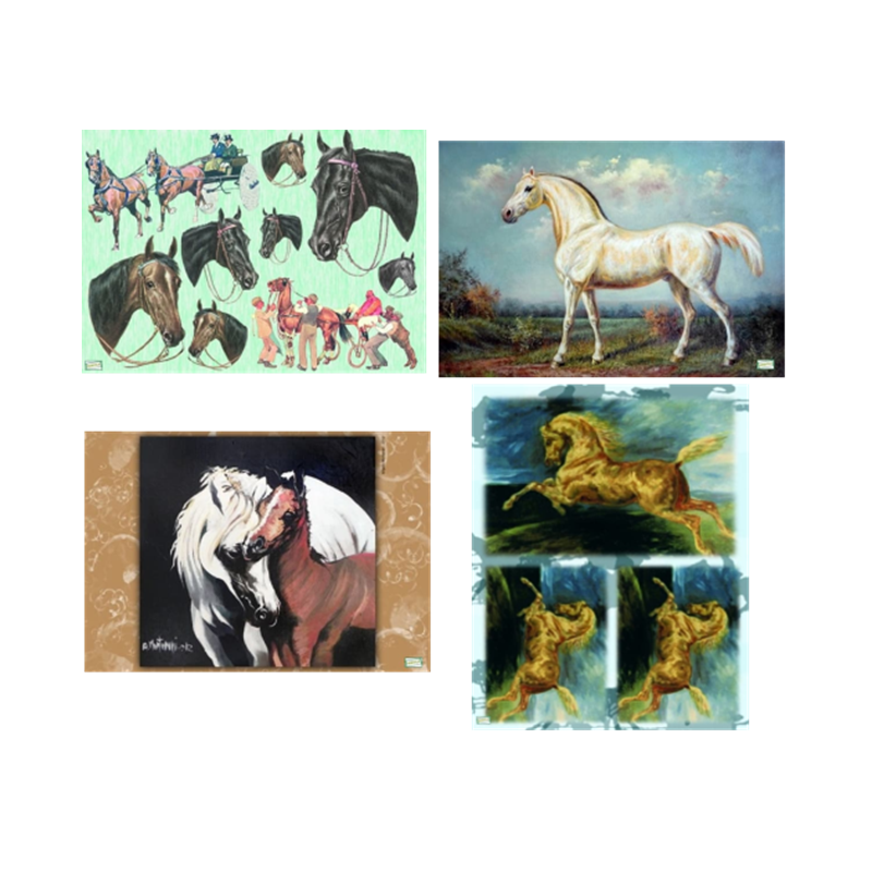 4GRANDS papiers riz Chevaux -X1