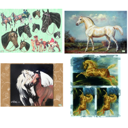 4GRANDS papiers riz Chevaux -X1