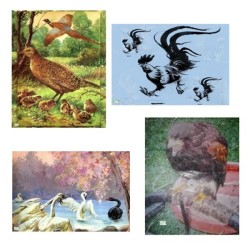 4GRANDS papiers riz Oiseaux -X8
