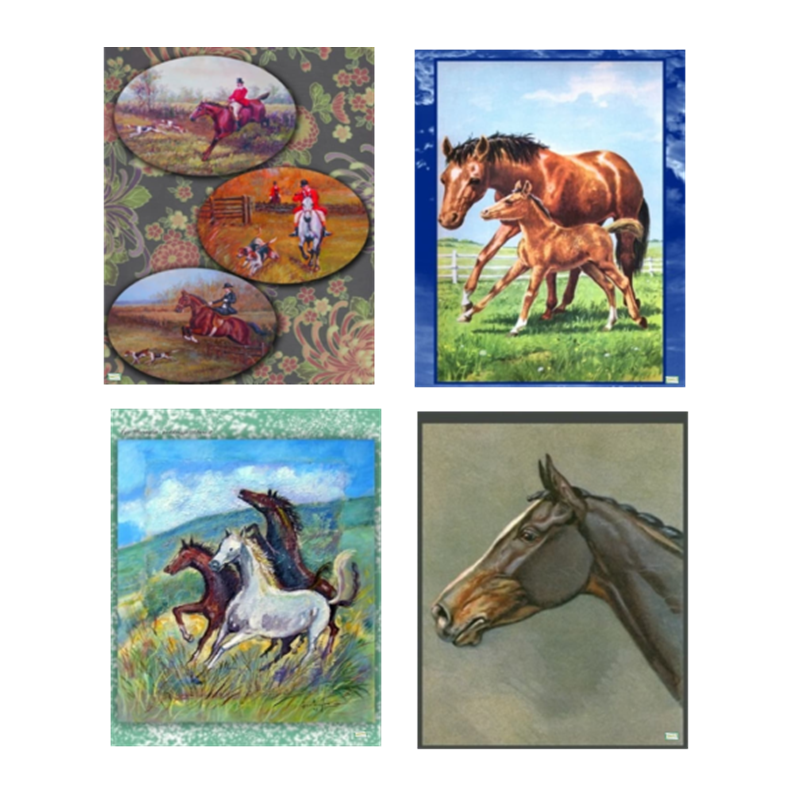 4 GRANDS papiers Chevaux-ZAN331G