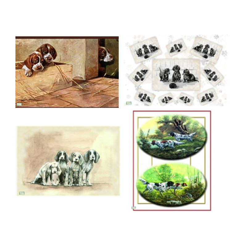4GRANDS papiers riz Chiens-ZAN81G