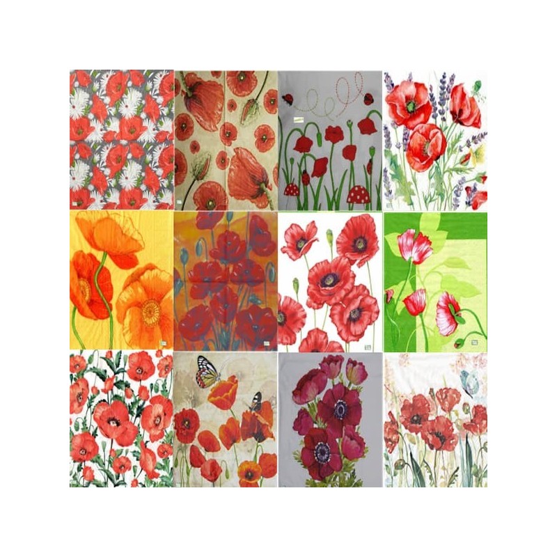 12 serviettes Coquelicots -L2
