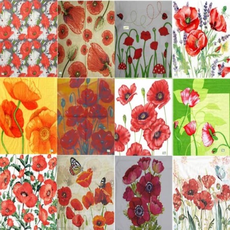 12 serviettes Coquelicots -L2