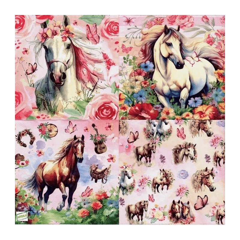 1serviette papier Chevaux-64